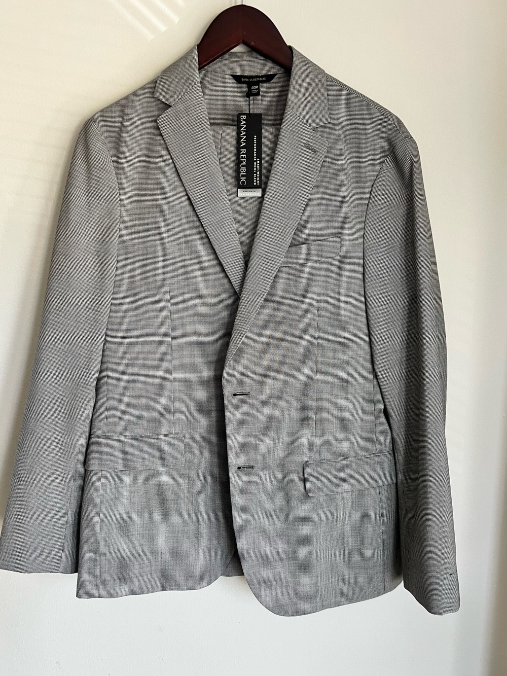 Banana Republic Houndstooth Men's Smart Weight Performance Wool Blend Suit 40R